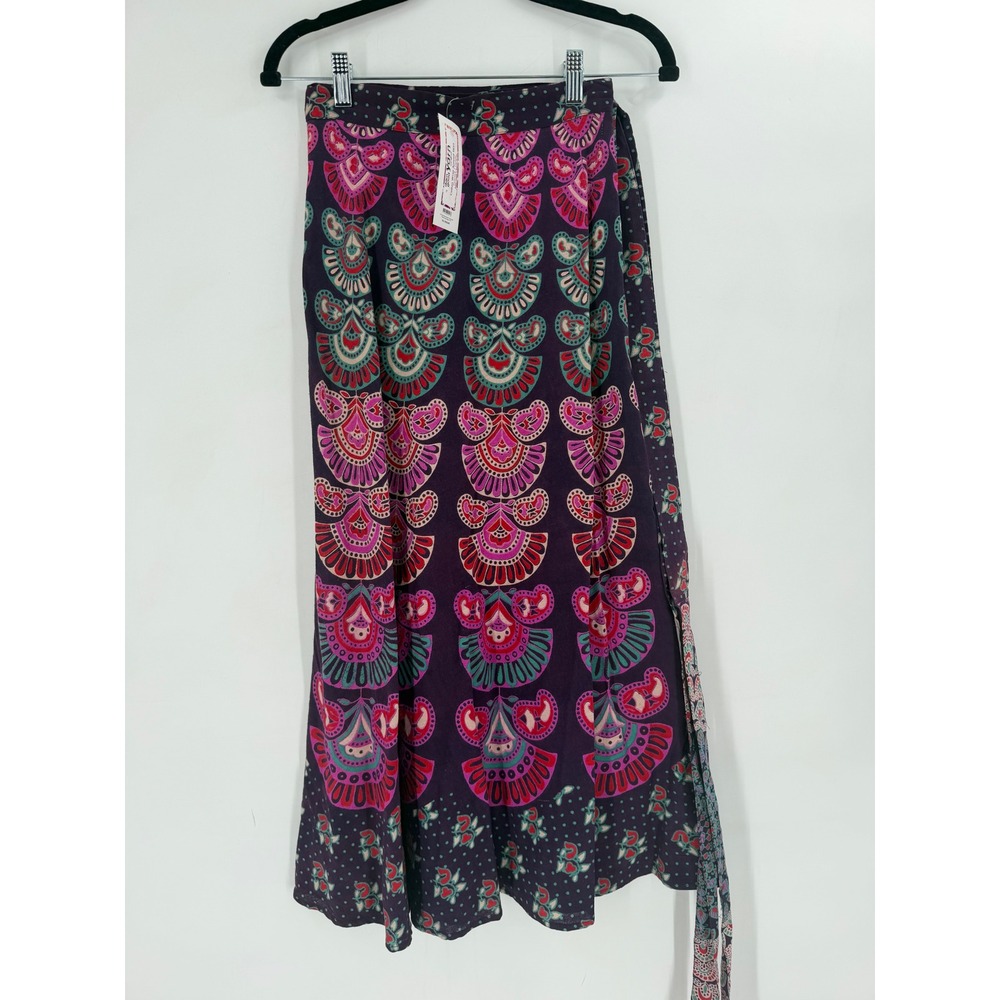 NWT Darn Good Yarn Wrap Maxi Skirt 4-12 Purple Peacock‎ Cotton Boho Cottagecore - Picture 2 of 7